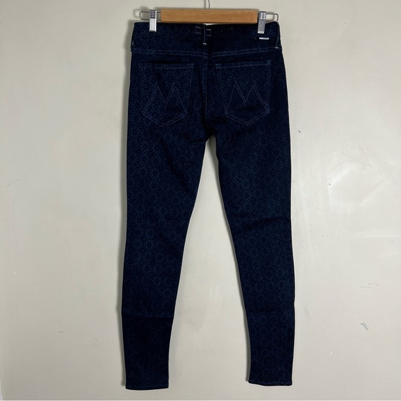 MOTHER The Looker Foulard Me Once Jeans Blue Tile Print Low-rise Skinny Size 26 - Picture 4 of 13